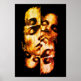 Dualität in Gold - Abstraktes, modernes Portrait Poster