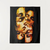 Dualität in Gold - Abstraktes, modernes Portrait Wandteppich (Vorderseite)