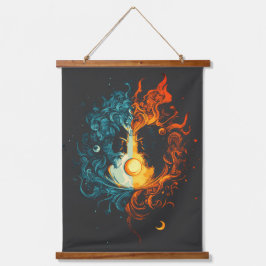 Dualität - Mythisch Wandteppich Mit Holzrahmen