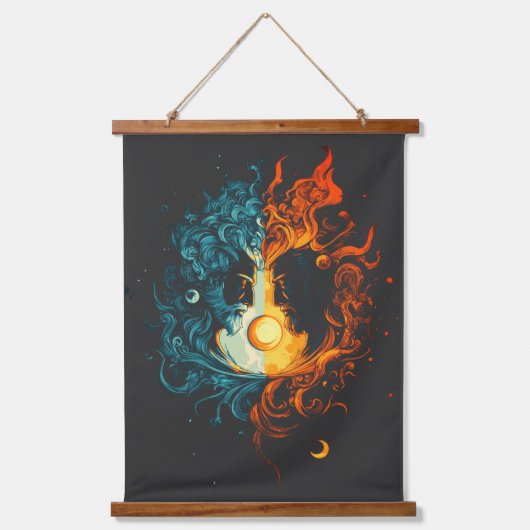 Dualität - Mythisch Wandteppich Mit Holzrahmen (Vorderseite)
