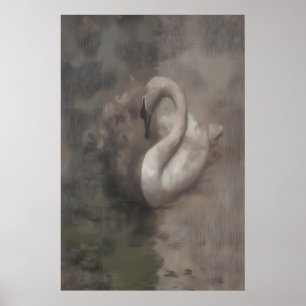 Dualität Schwan auf Wasser Dunkles Cottagecore, Vi Poster