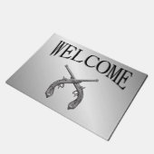 Dualpistolen Silber Willkommen Fußmatte (Schrägansicht)