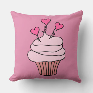 Dualseitiges Niedliches Pink-Weiß-Herz-Cupcake-Kis Kissen