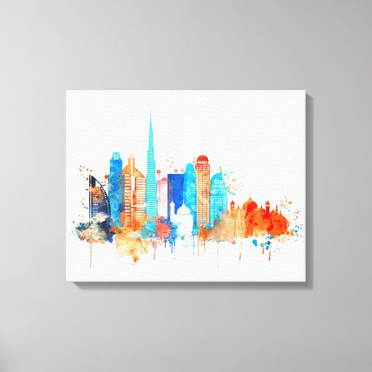 Dubai Aquarellskyline Leinwanddruck (Vorderseite)