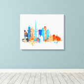 Dubai Aquarellskyline Leinwanddruck (Insitu (Holzboden))
