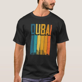 Dubai Arab Emirates Retro Vintag Sunset Skyline D T-Shirt