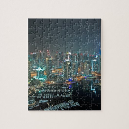 Dubai, Arabische Emirate-Skyline nachts Puzzle (Vertikal)