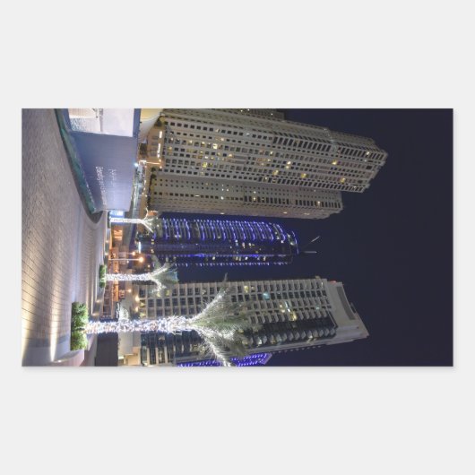 Dubai-Architektur nachts Rechteckiger Aufkleber (Vorderseite)