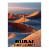 Dubái: Arte de línea con Coordenadas y Foto. Poster (Vorderseite)