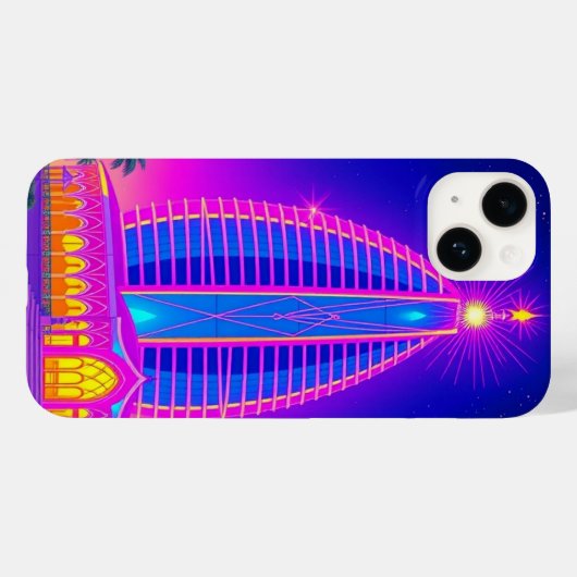 Dubai Burj Al Arab Neon Night - Dubai Mobile Case-Mate iPhone Hülle (Rückseite (Horizontal))