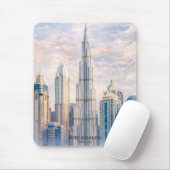 Dubai Burj Khalifa Luxury City Skyline Watercolor  Mousepad (Mit Mouse)