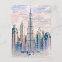 Dubai Burj Khalifa Luxus Stadt Skyline Aquarell