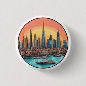 Dubai City Skyline mit Hochhäusern Button (Vorderseite)