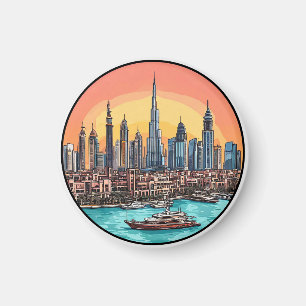 Dubai City Skyline mit Hochhäusern Magnet