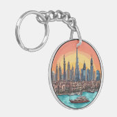 Dubai City Skyline mit Hochhäusern Schlüsselanhänger (Vorderseite links)