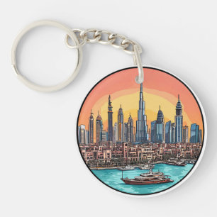 Dubai City Skyline mit Hochhäusern Schlüsselanhänger
