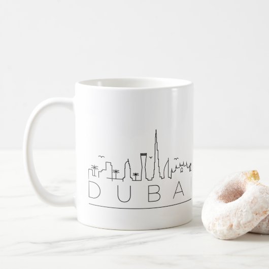 Dubai | City Styliated City Skyline Coffee Mu Kaffeetasse (Mit Donut)
