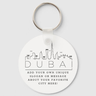 Dubai City Stylized Skyline Custom Slogan Keychain Schlüsselanhänger
