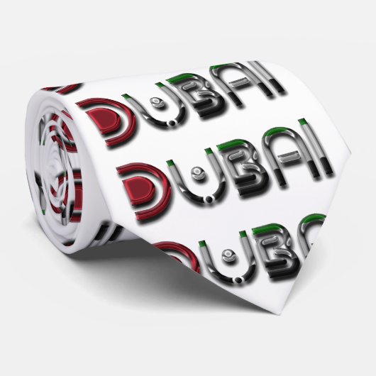 Dubai City UAE Flaggenfarben Typografie Krawatte (Gerollt)