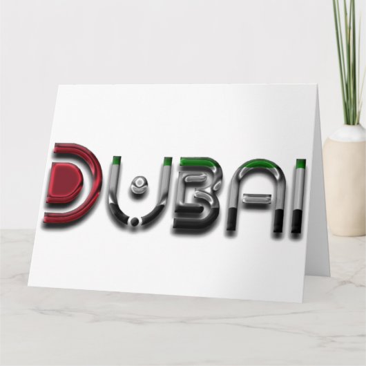 Dubai City VAE Flaggenfarben Typografie Karte (Vorderseite)