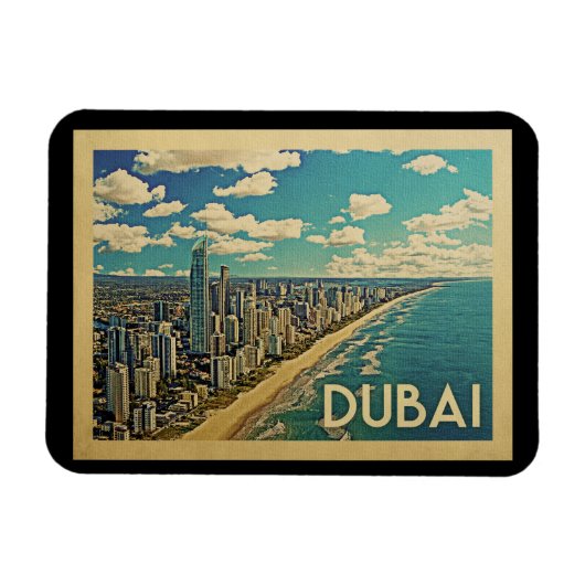 Dubai Coast Vintage Travel Magnet (Horizontal)