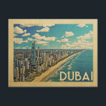 Dubai Coast Vintage Travel Postkarte<br><div class="desc">Dubai Design im Vintage Travel Stil mit einer Szene an der Küste mit dem Strand und Skyline von Dubai.</div>