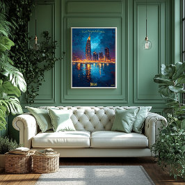 Dubai Dreams - Illuminierte Skyline Reflections Poster
