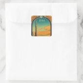 Dubai Dreamscape - Grafik Art Nouveau Postc Quadratischer Aufkleber (Tasche)