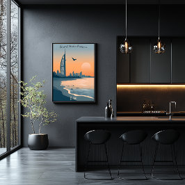 Dubai Dusk - Burj Al Arab Silhouette am Meer Poster