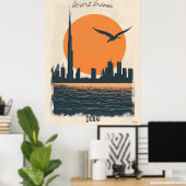 Dubai Dusk - Minimalistische Skyline-Reflektionen Poster (Heimbüro)