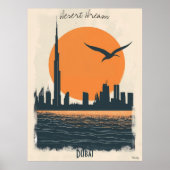 Dubai Dusk - Minimalistische Skyline-Reflektionen Poster (Vorne)