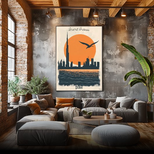 Dubai Dusk - Minimalistische Skyline-Reflektionen Poster
