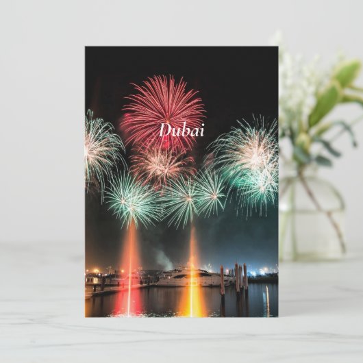 Dubai-Feuerwerk, beschriftet, Karte (Stehend Vorderseite)