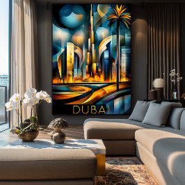 Dubai Futuristic Cubism - Modern Geometric Skyline Poster