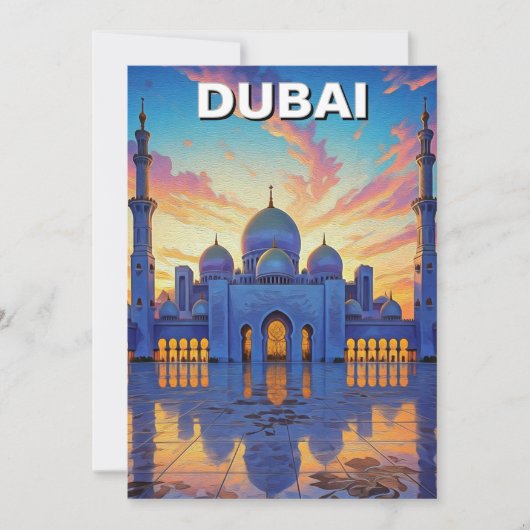 Dubai Grand Mosque UAE Sunset Feiertagskarte (Vorderseite)