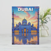 Dubai Grand Mosque UAE Sunset Feiertagskarte (Stehend Vorderseite)
