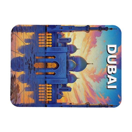 Dubai Grand Mosque UAE Sunset Magnet (Horizontal)