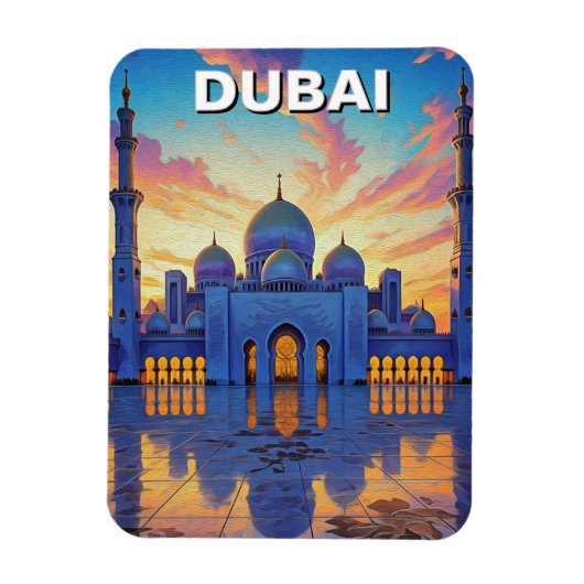 Dubai Grand Mosque UAE Sunset Magnet (Vertikal)