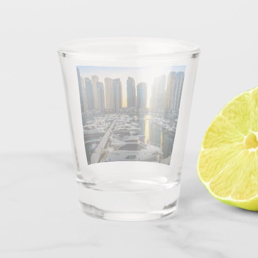 Dubai Hochgebirge Gebäude von Dubai Schnapsglas (Rückseite)