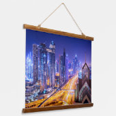 Dubai Indien nachts Wandteppich Mit Holzrahmen (Gewinkelt)