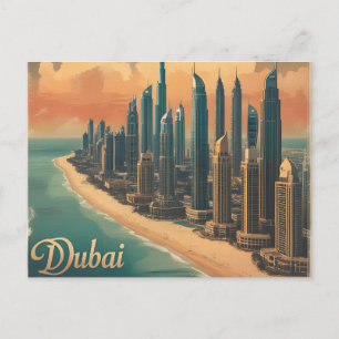 Dubai-Küsten-Reise im Vintage-Stil Postkarte