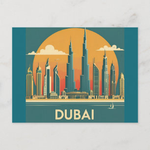 Dubai-Küsten-Reise im Vintage-Stil Postkarte