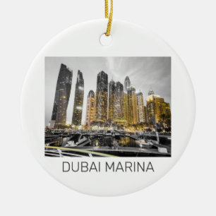 Dubai Marina City UAE Skyline Vintag Panorama Keramik Ornament