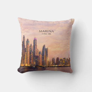 Dubai Marina Skyline Aquarell Stadtlichter Reise Kissen