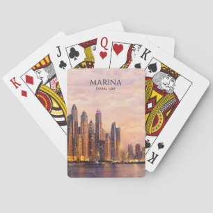 Dubai Marina Skyline Aquarell Stadtlichter Reise Spielkarten