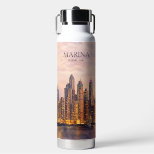 Dubai Marina Skyline Aquarell Stadtlichter Reise Trinkflasche