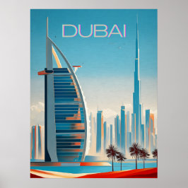 Dubai Modern Contemporary Skyline Wall Art Travel Poster