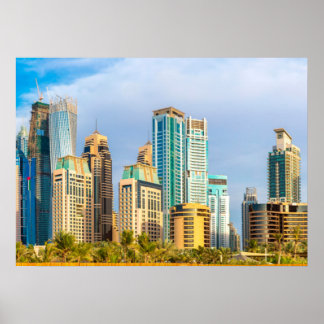 Dubai moderne Wolkenkratzer Corniche Poster