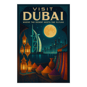 Dubai nachts poster