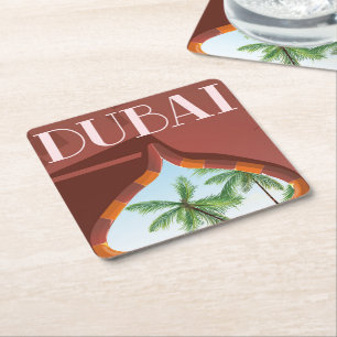 Dubai-Palast-Reiseposter Rechteckiger Pappuntersetzer